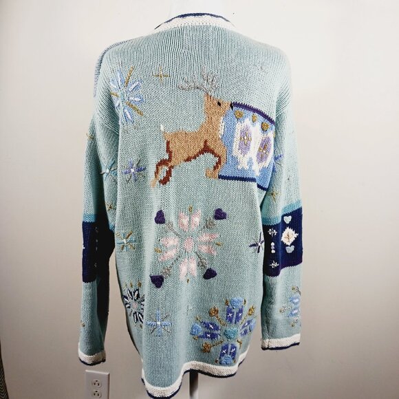 Storybook Knits Hand Knits Holiday Christmas Novelty Cardigan Medium, Heavy Knit - Picture 3 of 16